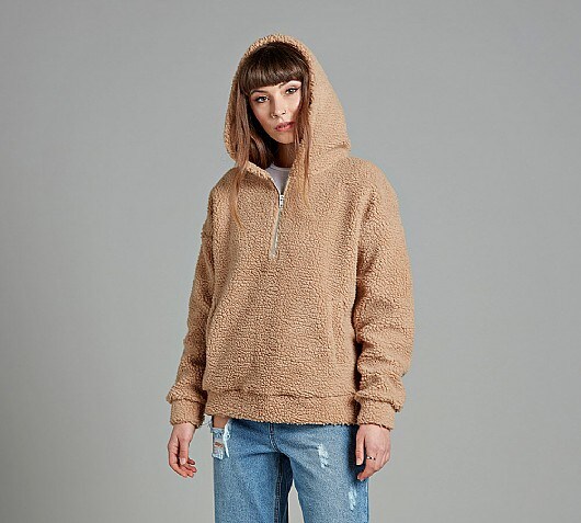 Daisy Street Womens Teddy Hooded Top
