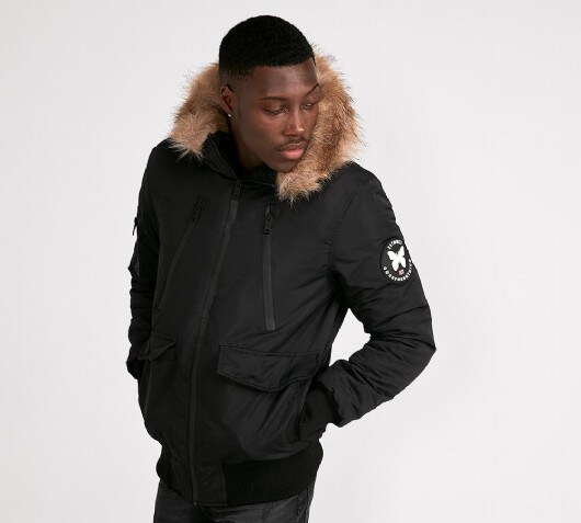 good for nothing hooded puffer jacket in black