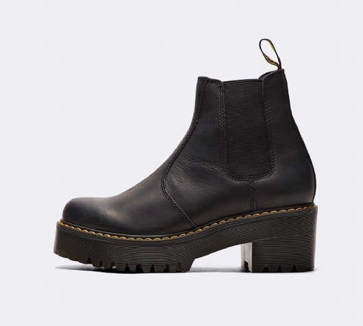 dr martens rometty black leather chunky heeled chelsea boots