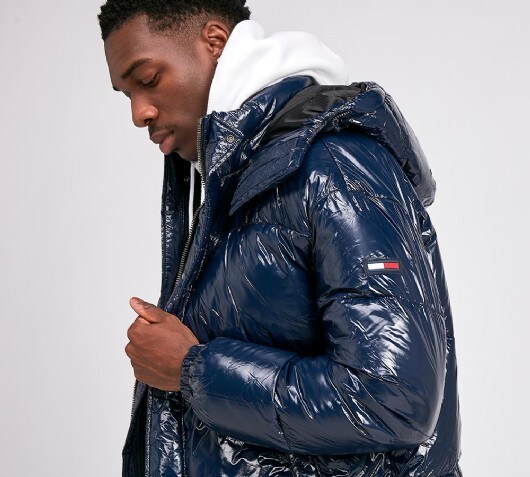 tommy hilfiger high shine puffer jacket