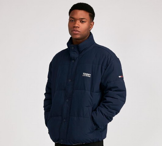 tommy hilfiger hoodless puffer jacket