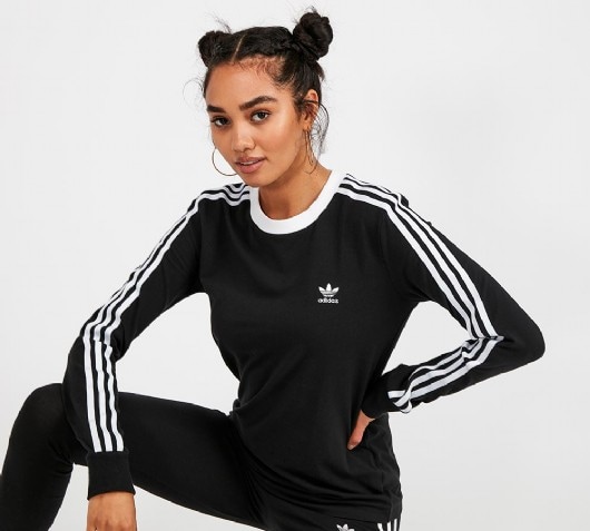 womens adidas 3 stripe top