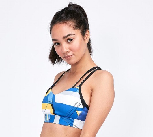 strappy padded sports bra