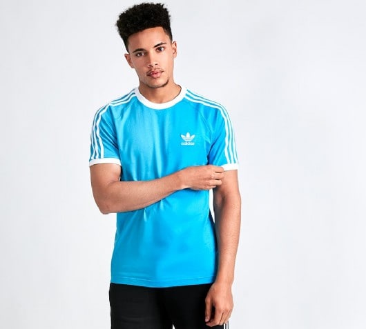 adidas originals 3 stripe t shirt blue