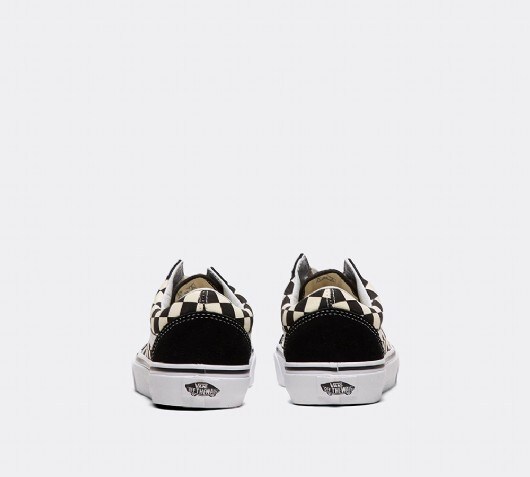 black & white old skool primary check trainers