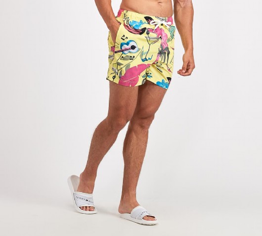 tommy hilfiger yellow swim shorts