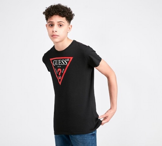 guess black and red t shirt