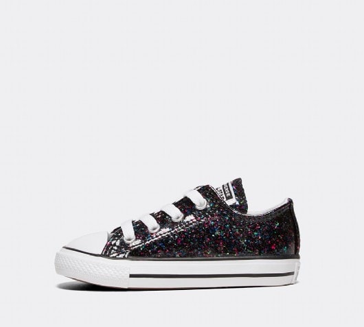 converse black all star glitter ox trainers
