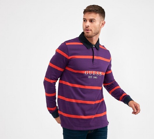 guess long sleeve rugby shirt