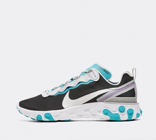 nike react element 55 trainers in grey and green