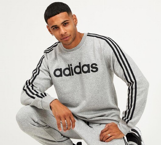 adidas 3 stripes crew fleece