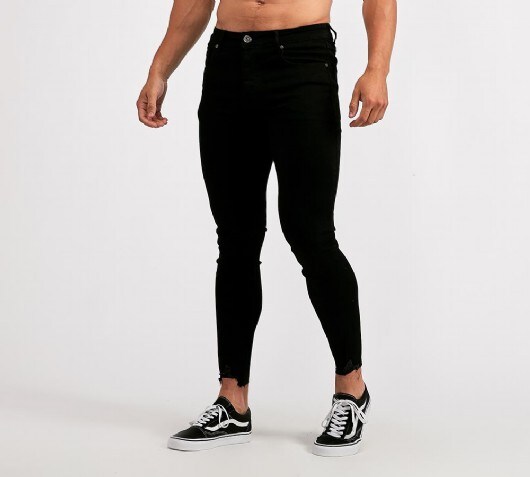 Image of Spray on Cropped Distressed Denim Jean