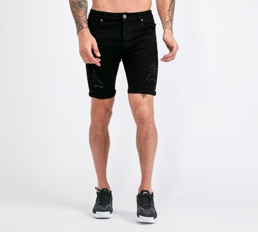 distressed denim shorts black