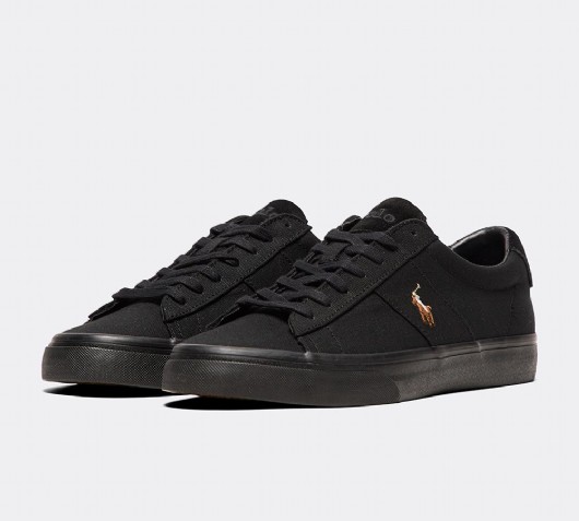 ralph lauren black canvas trainers