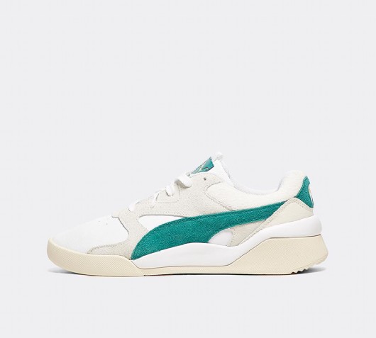 puma aeon heritage white and green trainers