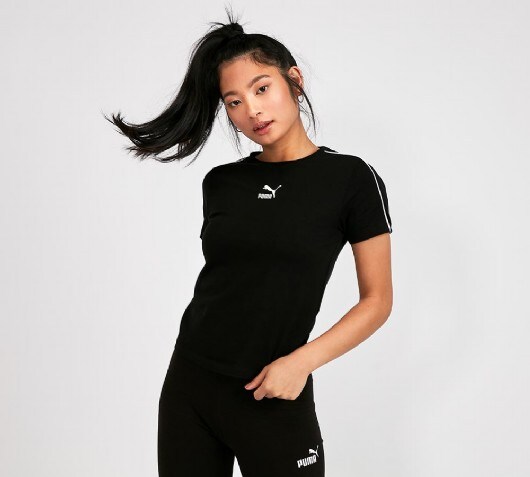 pink and black puma shirt