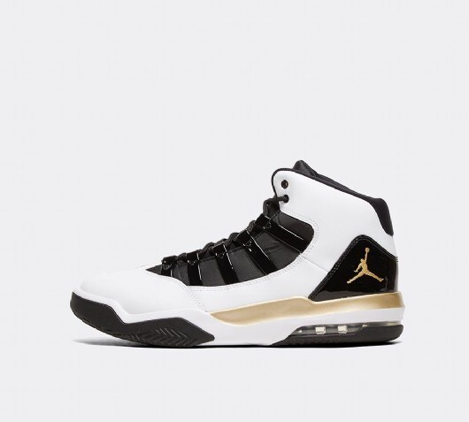 jordan max aura white metallic gold black