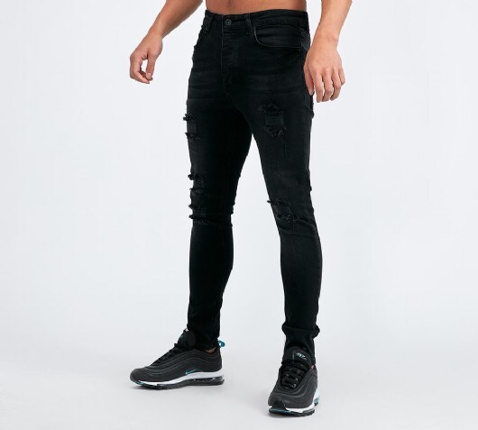 Image of Distressed Spray On Denim Jean