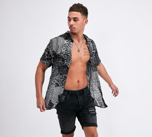 Image of Patchy Leopard Print Mix Shirt