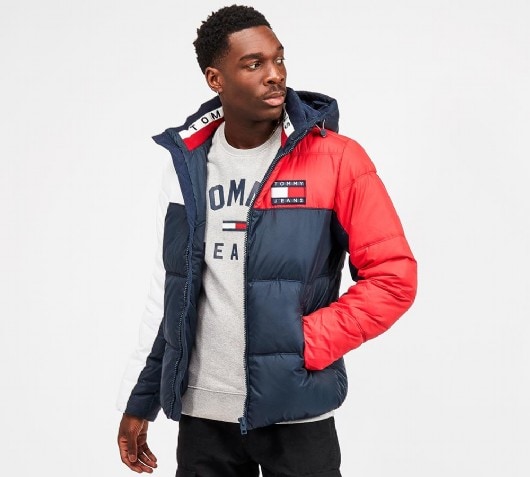 tommy jeans jeans colour block padded jacket