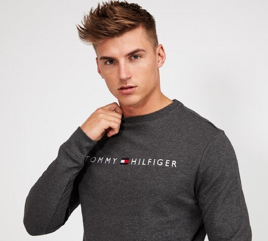 Tommy Hilfiger Linear Logo Crewneck Sweatshirt | Charcoal | Footasylum