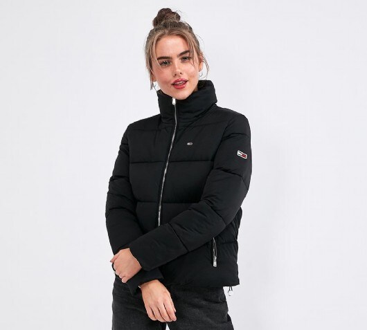 black and white puffer jacket