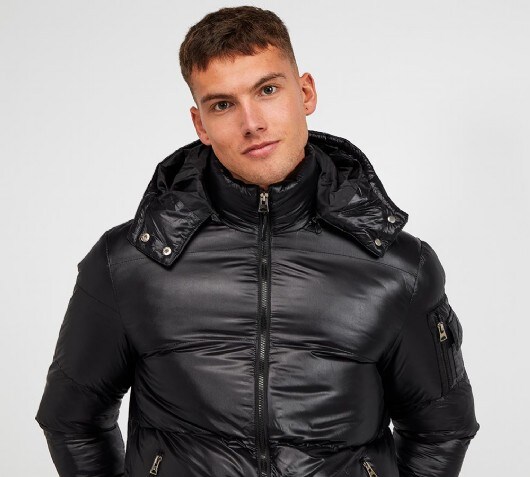 Brave soul jared high shine hooded puffer jacket hotsell