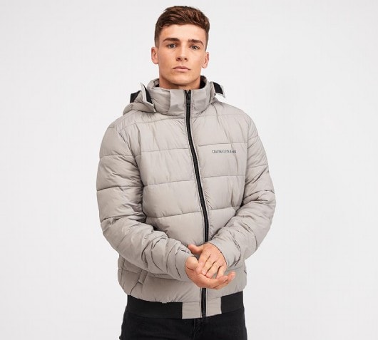 calvin klein jeans black stretch nylon padded jacket