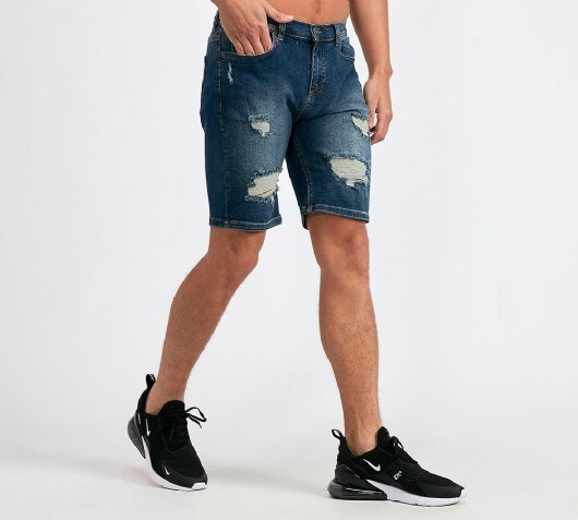 Image of Spray On Ripped and Repaired Denim Short