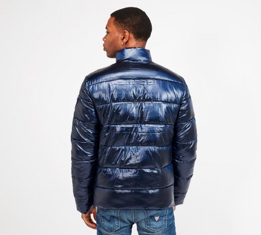 guess blue leather jacket