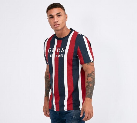 guess vertical striped t shirt