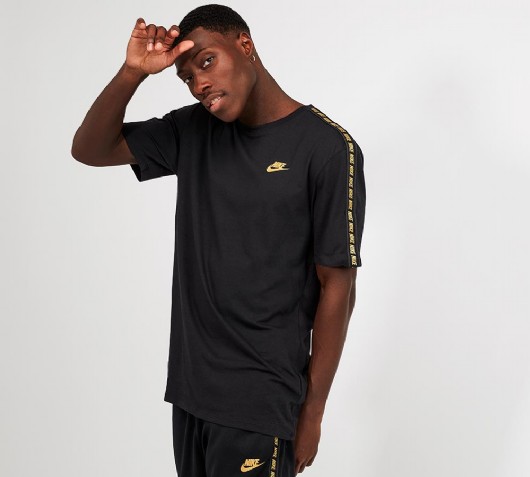 nike black gold t shirt