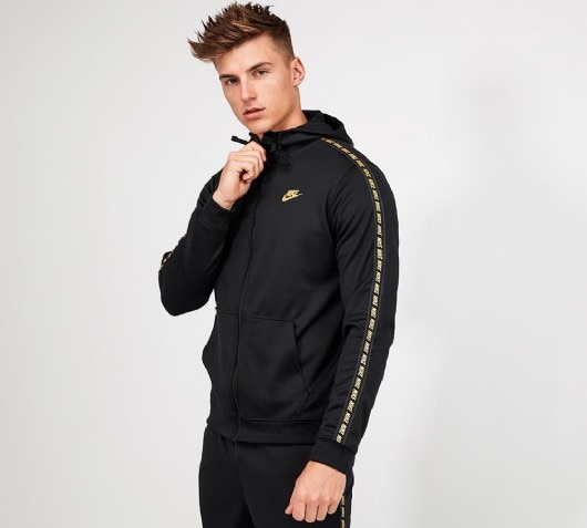 nike logo taping hoodie in black