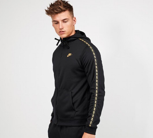 nike repeat tape full zip hoodie black