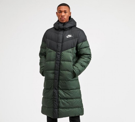 nike black longline down filled coat