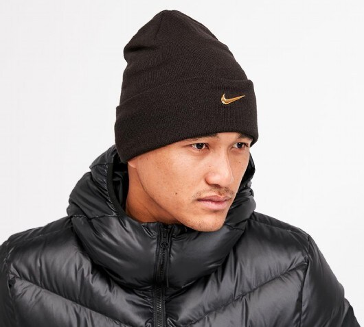 black nike hat with gold swoosh