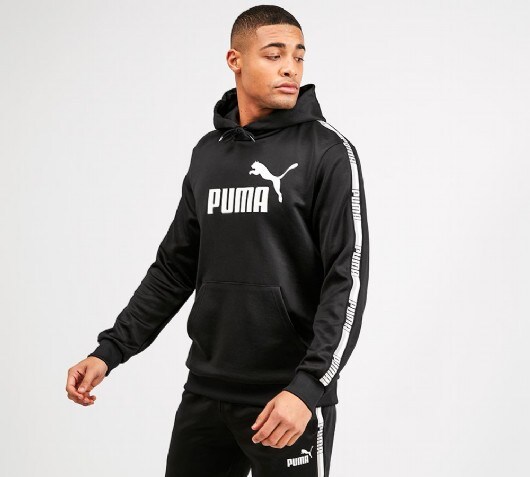 puma taped hoodie in black