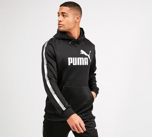 puma taped hoodie in black