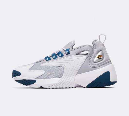 nike zoom 2k trainers in white and grey