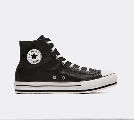 platform converse black junior