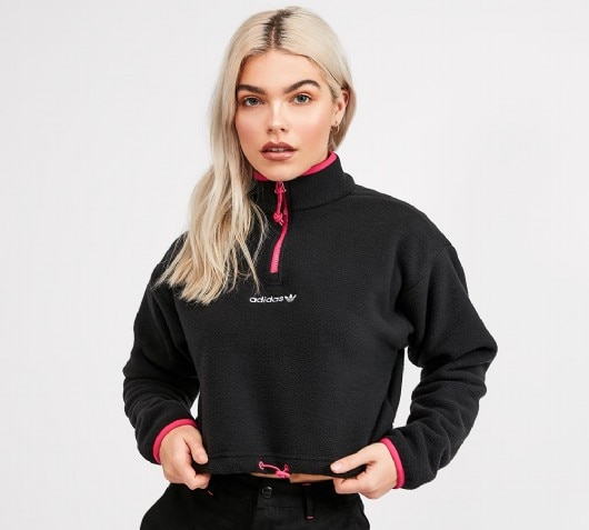 adidas half zip crop sweatshirt