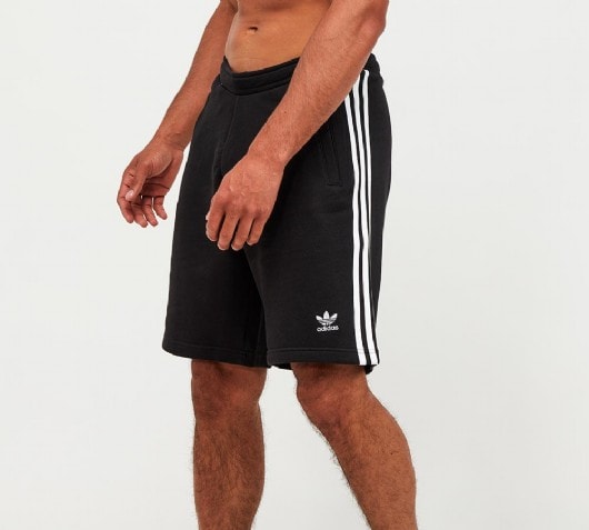 adidas 3 stripe fleece shorts