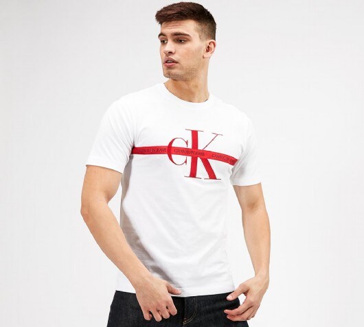 calvin klein white and red t shirt