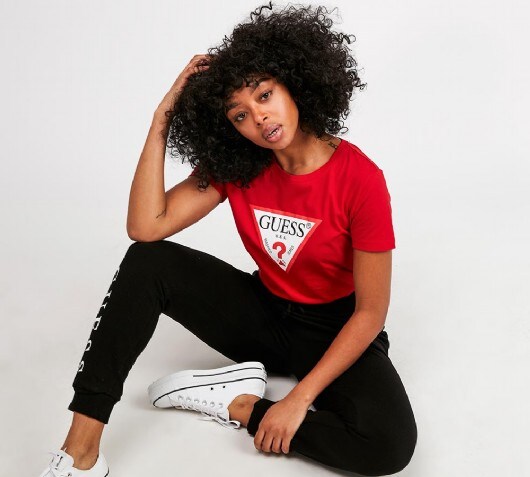 guess red triangle t shirt