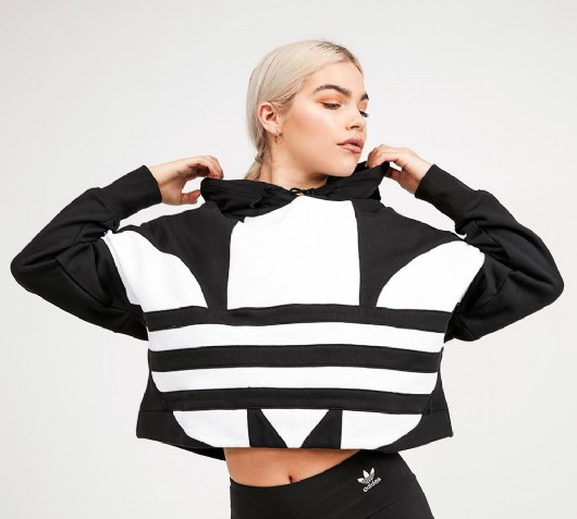 large logo cropped hoodie adidas