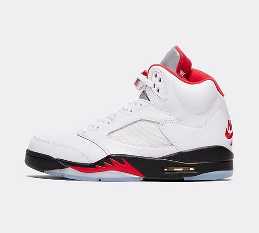 jordan retro 5 white and red