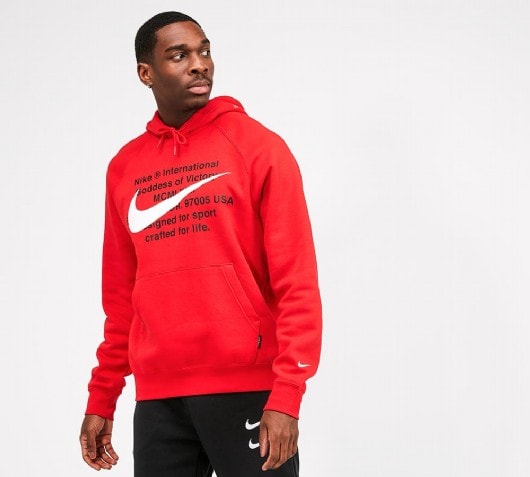 nike double swoosh hoodie red