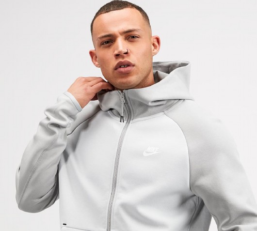 nike tech fleece hoodie white and grey