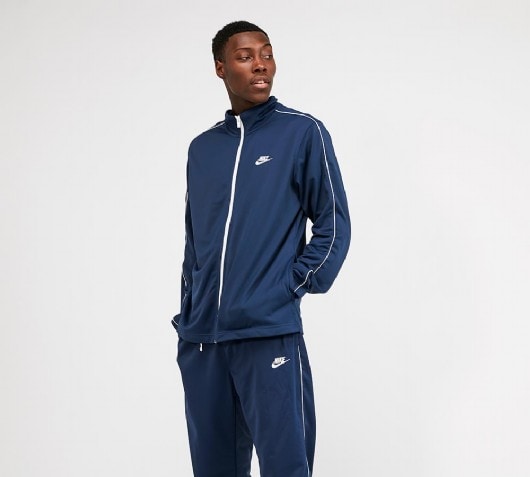 navy blue and white nike tracksuit