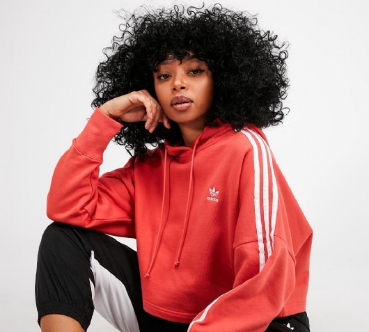 red adidas crop hoodie